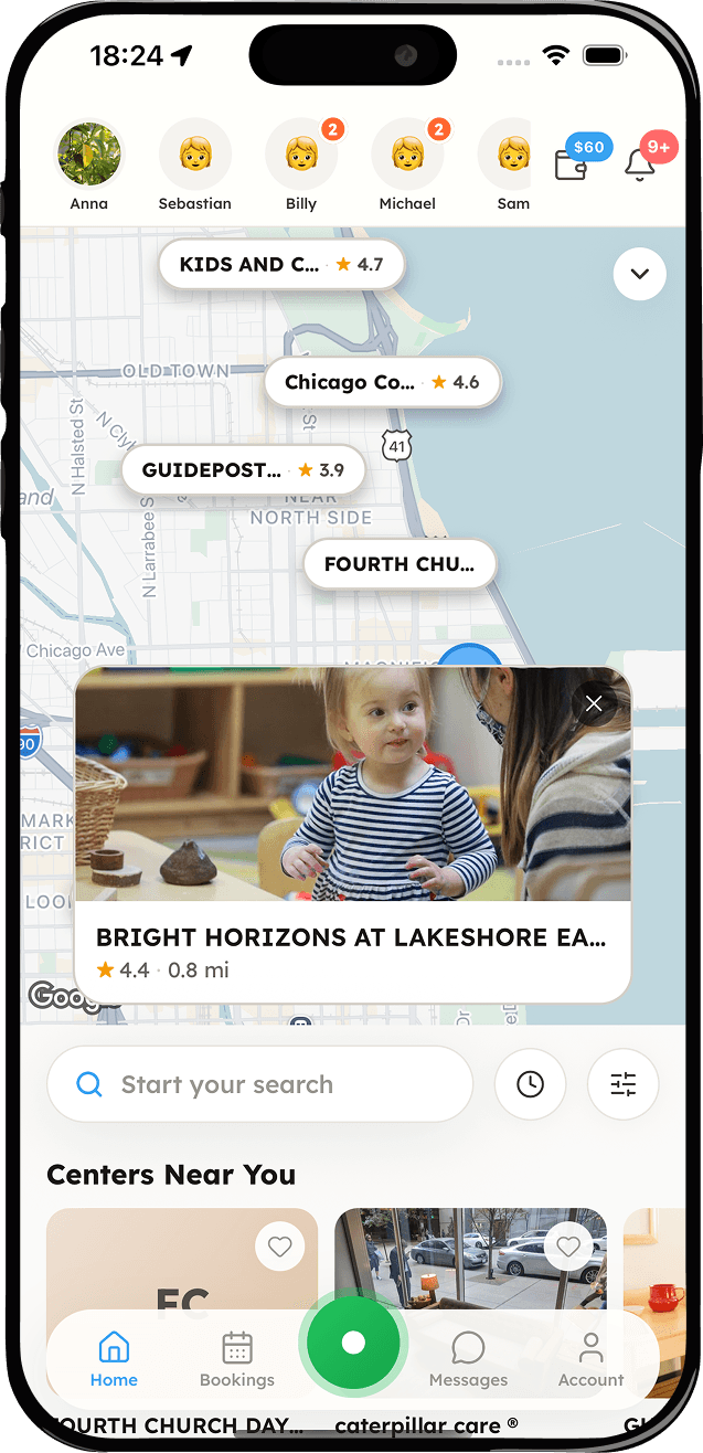 DropIn parent app: search and book drop-in childcare
